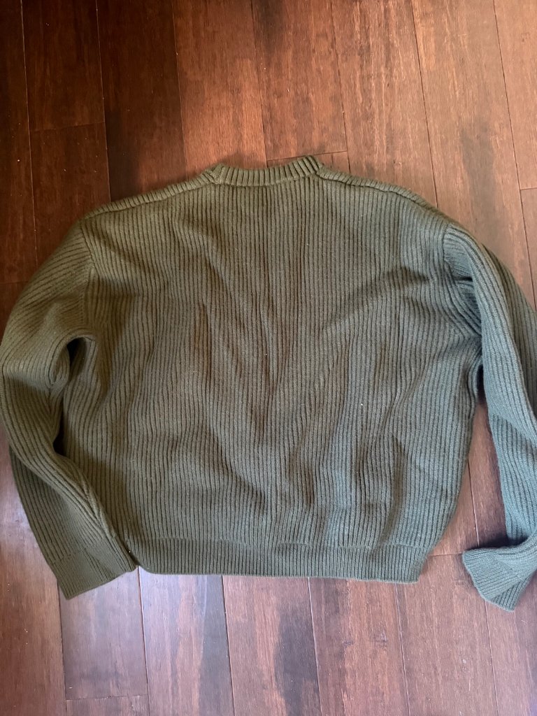 Daniel Simmons Men's Olive Green Ribbed Knit Crewneck Sweater Size L — image 2 of 3